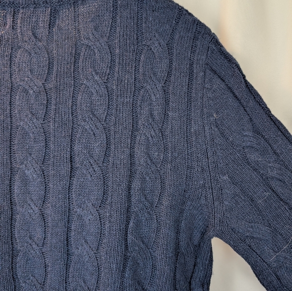 POLO RALPH LAUREN Women Cable-Knit Wool Cardigan Blue XL BNWT - Picture 11 of 12